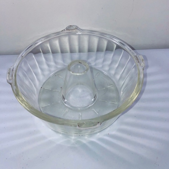 Glasbake Kitchen Vintage Antique 9 Inch Glass Angel Food Cake Pan